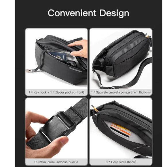 Sleek Black Men's Crossbody Bag - Picture 5 of 11